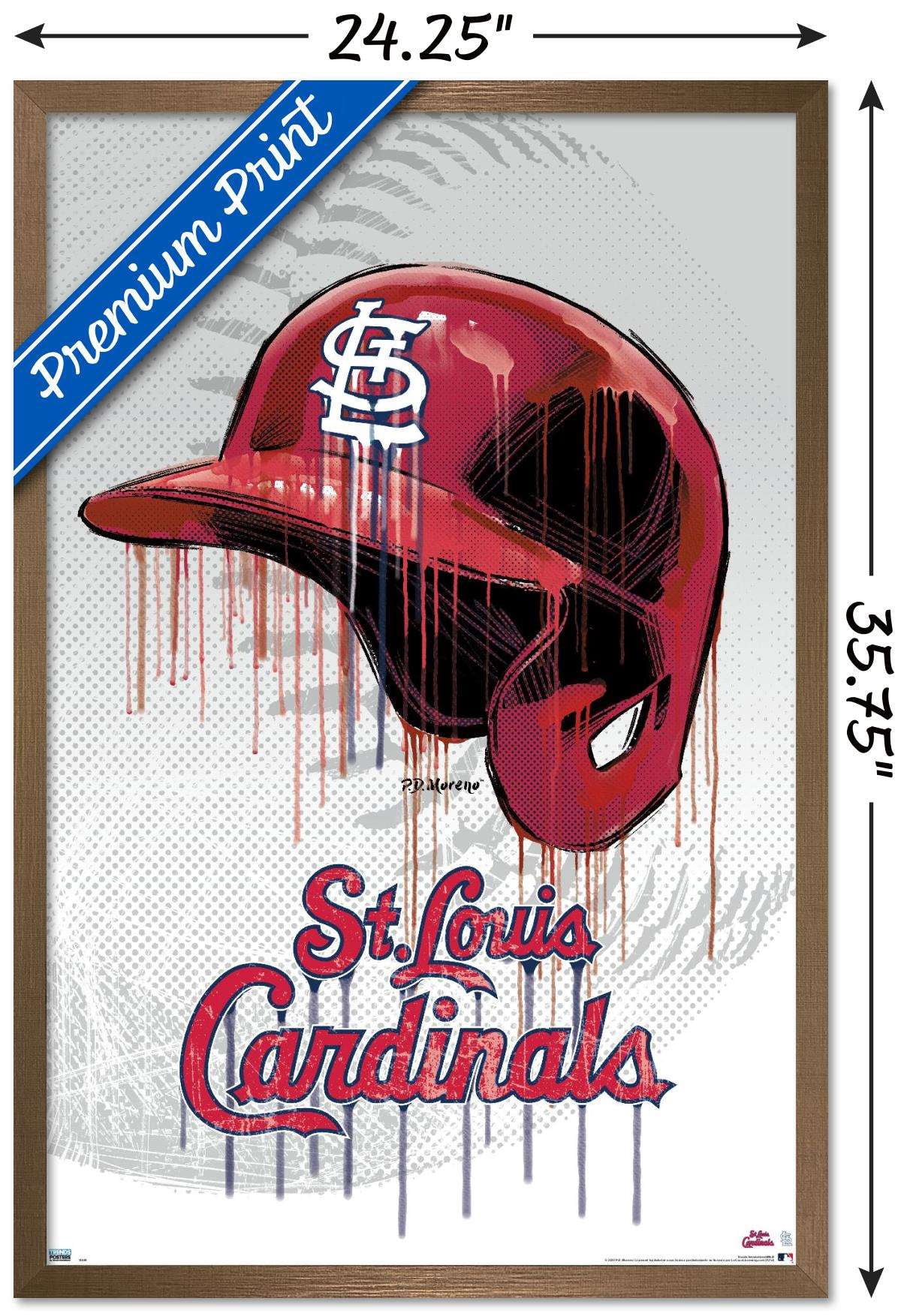 MLB St. Louis Cardinals - Drip Helmet 20 Wall Poster, 22.375" x 34", Framed