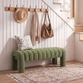 thumbnail image 3 of Zesthouse 43.3″ End of Bed Bench, Boucle Tufted Upholstered Ottoman Bench with Padded Seat and Solid Wood Leg, Modern Entryway Bench for Bedroom, Living Room, Green, 3 of 11