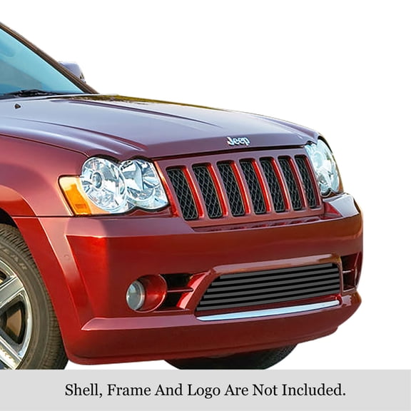 2009-2010 Jeep Grand Cherokee Srt8 Stainless Steel Black Powder Coated Finish 8X6 Horizontal Billet Black Stainless Steel Billet Grille