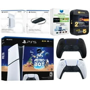 Sony PlayStation 5 Astro Bot Slim Digital Bundle with Disc Drive, Extra Controller, Vertical Stand, MightySkins Game Collection Services and 2 Year Extended Warranty - Midnight Black