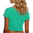 thumbnail image 5 of VSSSJ Crop Tops pour Femmes Manches Courtes Col Rond Extensible Chemise Décontractée Ajustée Solide Confortable Été Basique T-Shirts Courts Vert Armée Taille Unique, 5 of 5