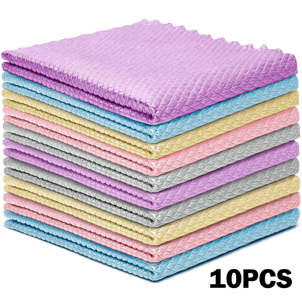 Microfiber Cleaning Cloth Lint Free Streak Free for House Clothes Reusable  High Absorbant Soft Rags for Kitchen Window Glasses Car Boat Cleaner 3  Colors(Green Blue Orange)(12x12)-6 Pack 