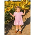 thumbnail image 6 of BemeyourBBs Kids Toddler Girls Pink Birthday Day Dress Outfit 1 2 3 4 5 6 Years Old Birthday Summer Clothes Little Girl Puff Short Sleeve Doll Collar Carousel Balloon Cake Embroidery Dress, 6 of 7