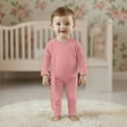 thumbnail image 2 of XAOWF Baby Girls Bodysuit Long Sleeve Stretchy Ribbed Solid Color Round Neck Soft Romper For Daily Wear Lovely Leisure Rompers 3-6 month, 2 of 8