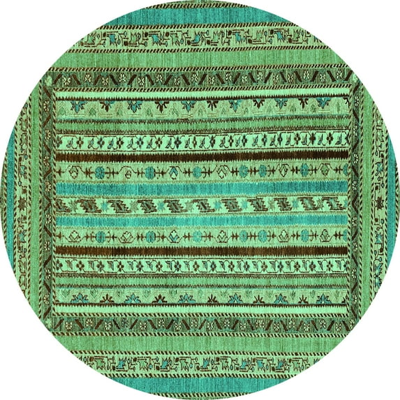 Ahgly Company Indoor Round Abstract Turquoise Blue Modern Area Rugs, 6' Round