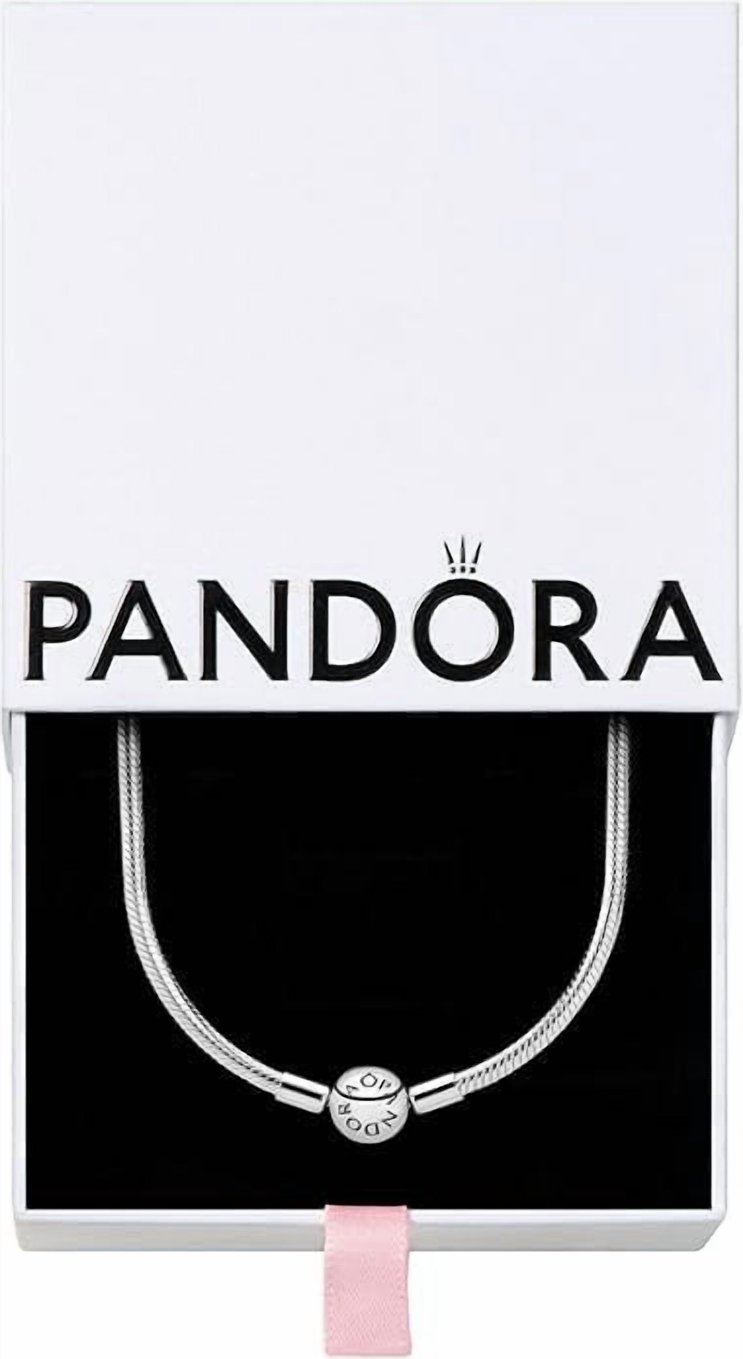 PANDORA Heart Clasp Snake Chain Necklace, Sterling Silver, Charm