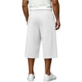 thumbnail image 5 of Domuza Capri Pants For MenElastic Waist Drawstring Baggy Sweat Shorts Below Knee 3/4 Pants with Pockets White 3XL, 5 of 7