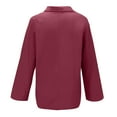 thumbnail image 5 of Plus Size Tops for Women Viikei Womens Plus Size Tops,Fall Tops for Women,Women's Fashion Solid Color Tops Long Sleeved Loose Cotton and Linen Loose Shirt Blouse V-Neck Casual Tops Wine XXL, 5 of 7