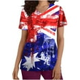 thumbnail image 2 of Huge Memorial Day Savings! Titcea Women Nursing Scrub Tops Independence Day Patriotic Printed Working Uniform Short Sleeve V Neck Workwear Blouse T-shirt with Pockets, Gifts for Mom/Her, 2 of 5