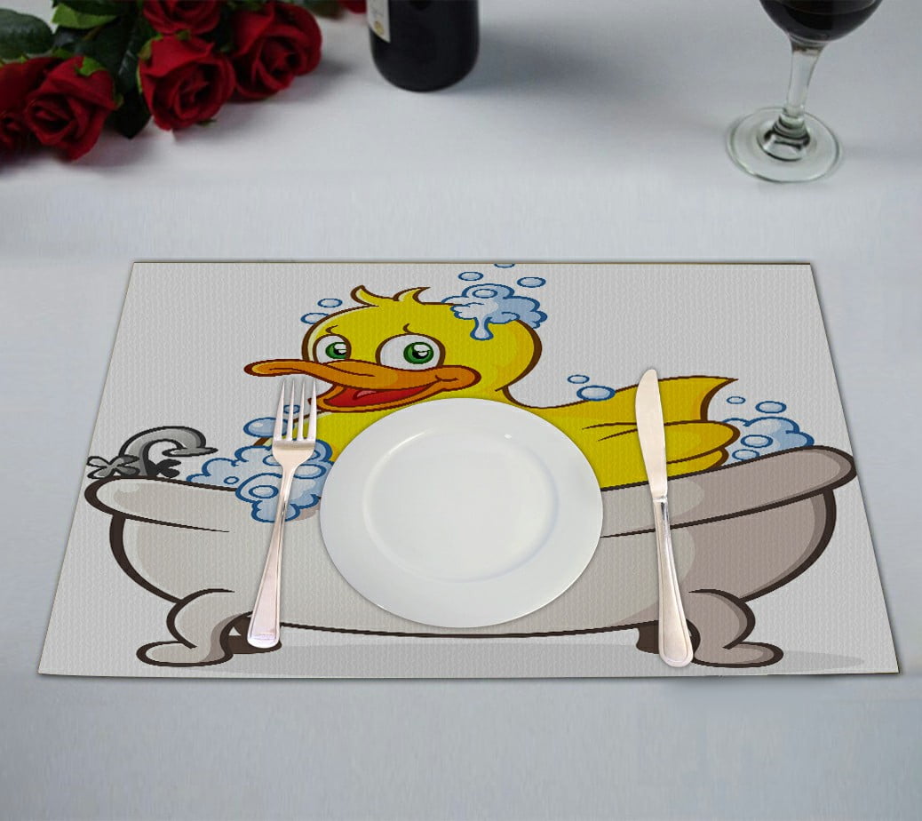 ECZJNT Rubber Duck Bubble Bath Placemat Table Mat Cup Mat 12x18 inch