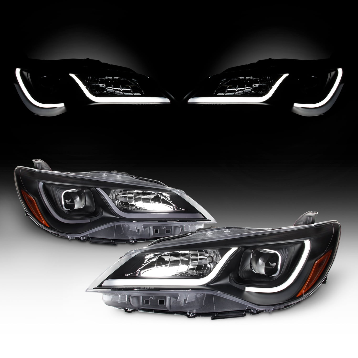 For 1517 Toyota Camry LED Light Tube DRL Projector Headlights Black