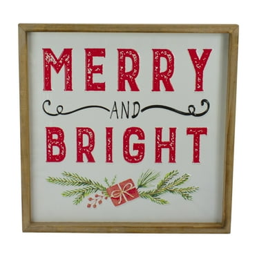 Northlight 16" Wooden Framed "Merry And Bright" Metal Christmas Sign