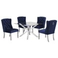 thumbnail image 1 of 47" x 47" Clear Glass 5pc Dining Set with Silver Stainless Steel, 1 of 4