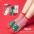 thumbnail image 1 of Herrnalise 5 pares de calcetines navideños para bebés y niños pequeños con dibujos animados de Navidad, calcetines de algodón cálidos para el invierno, 1 of 8