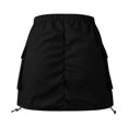 thumbnail image 5 of WENWU Womens Cargo Skirt Casual Summer High Waisted Bodycon Pencil Ruched Mini Skirts Side Drawstring and Pockets Poodle Skirts for Girls Womens Plaid Skirt, 5 of 8