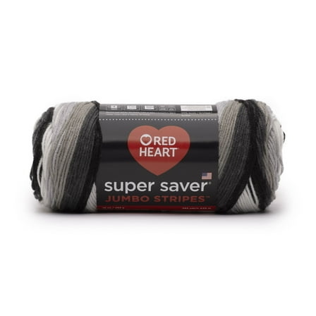 Red Heart Super Saver Jumbo #4 Medium Acrylic Yarn, Newspaper Stripe 10oz/283g, 482 Yards