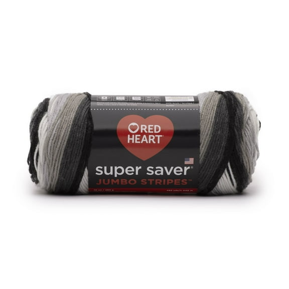Red Heart Super Saver Jumbo #4 Medium Acrylic Yarn, Newspaper Stripe 10oz/283g, 482 Yards