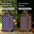 thumbnail image 2 of Hanging Solar Lantern Purple Black Checkerboard LED Lanterns Outdoor Waterproof Garden Decor Lights Gifts for Women, 2 of 8