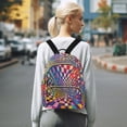 thumbnail image 7 of FORMRS Mini Backpack Purse for Women Travel Daypack Casual Shoulder Bag, Colorful Wavy Plaid, 7 of 7
