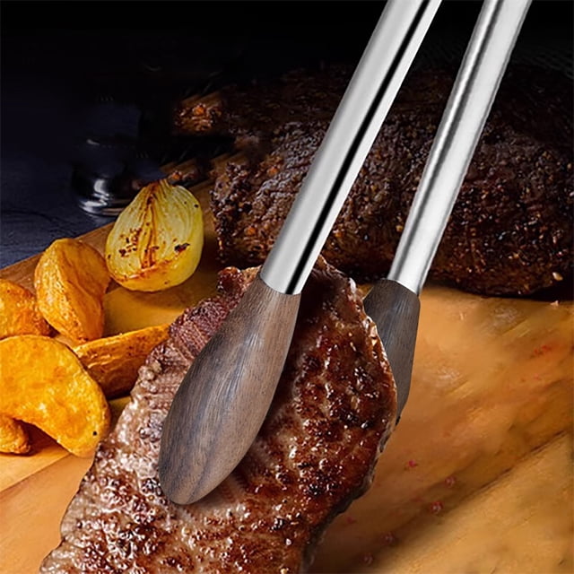 Cooking Tongs Walnut Wood Tongs Cooking Tongs Stainless Steel Non Slip Walnut Tongs Wooden Tongs Cookware Barbecue Tongs For Cooking And Kitchen Tongs Eco Friendl 29x4cm Food Clips