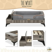 TailZzz Wyatt Wooden Pet Bed with Mattress | Small to Medium Pet Bed with Mattress | Elevated Pet Bed | Wooden Pet Bed with Storage | Greenguard Gold Certified Wooden Pet Bed