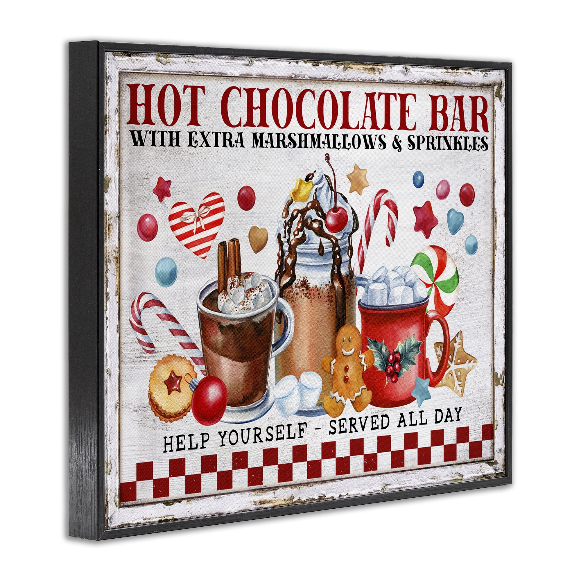Stupell Industries Hot Chocolate Bar Holiday Painting Black Framed Art Prints Wall Art, 20 x 16