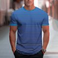 thumbnail image 2 of Men's Summer Streetwear Causal Cotton T Shirts Ombre Tropical Striped Print Crewneck Short Sleeve Tee Shirts Tops Size 3XL Blue, 2 of 5