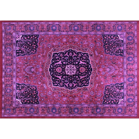 Ahgly Company Indoor Rectangle Persian Purple Traditional Area Rugs, 5' x 7'