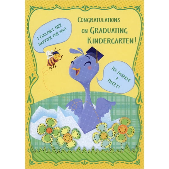 Designer Greetings Bumble Bee and Newly Hatched Bird Kindergarten Graduation Congratulations Card