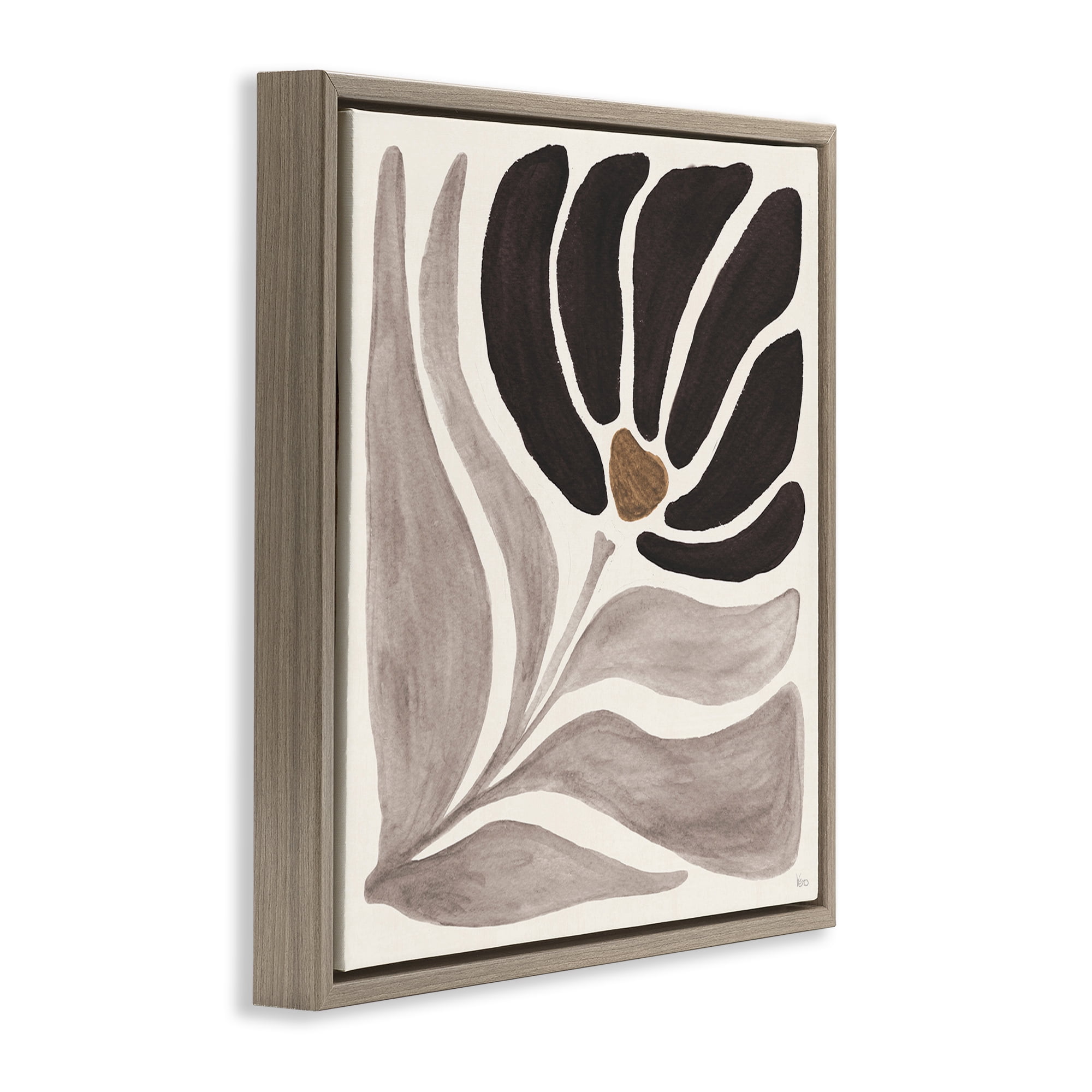 Stupell Industries Modern Neutral Bloom Botanical & Floral Painting Brown Floater Framed Art Print Wall Art, 25 x 25