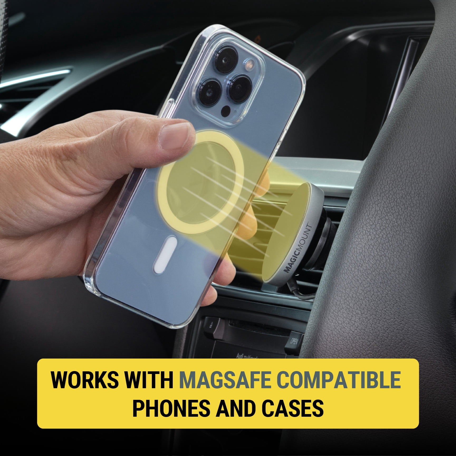 Scosche MPQMRDV-SP 15W MagicMount™ Charge Pro Qi2 MagSafe Mount Magnetic Wireless Charging Dash/Vent