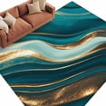 thumbnail image 2 of Area Rug for Living Room, Teal Marble Non-Slip Indoor Large Carpet for Bedroom/Dining Room, Modern Abstract Gold Fluid Art Washable Low-Profile Rectangle Floor Runner Rugs - 5 x 8 Ft, 2 of 7