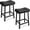 Black + black cushion, variant on 24'' Backless Saddle Barstools, Counter Height Upholstered Padded Barstools with Curved Surface, Metal Leg and Footrest, for Kitchen Counter, Home Bar,Set of 2, White