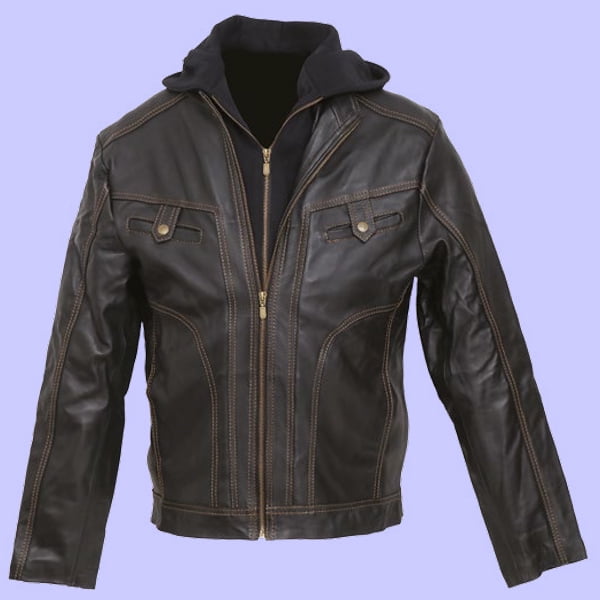 Chamarra de Piel Para Caballero Modelo Caoba ABEL -3XL - Negro