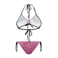 thumbnail image 2 of Uourmeti Pink Leopard Print Halter Neck Two-Piece Bikini - Sexy Tie Side Triangle Swimsuit for Beach Vacation & Pool Party - Figure Hugging Quick Dry Swimwear, 2 of 9