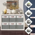 thumbnail image 7 of Ornavo Home Foldable Collapsible Storage Box Bins Linen Fabric Shelf Basket Cube Organizer with Leather Handles - Set of 6 - 11 x 11 x 11 - White/Gray, 7 of 7