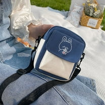 Hovmgk Student Canvas Bag 6.3×5.1 Inch, Casual Satchel, Small, Fashionable, Cute-Pendant – Perfect for Schools, Daily Outings, Great for Female Students, Teens, Blue