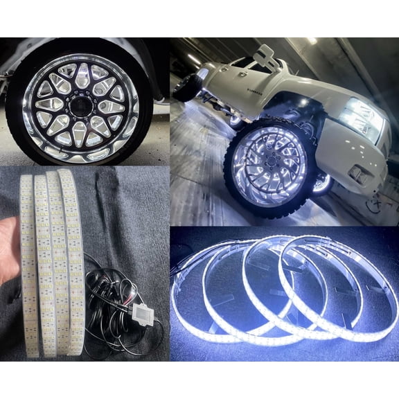 Tzvmnylighting Factory - Triple ROW 4PCS 15.5'' Cold White Wheel Ring Lights LED Light For Truck Car Rim Lights Bluetooth APP