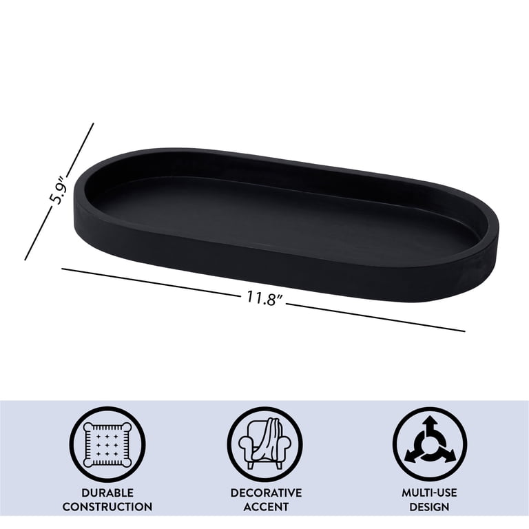 Urban Shop Black Ceramic Oval Tray, 11.8