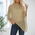 thumbnail image 2 of EYNMVR Womens Sheer Poncho Shrug Lightweight Knit Ruffle Pullover Sweater Top, 2 of 4