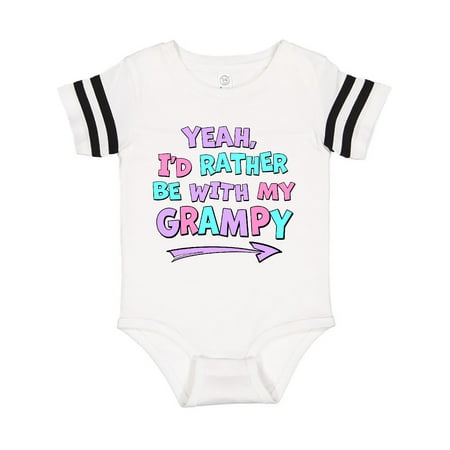 

Inktastic Yeah I d Rather be with My Grampy in Pink Blue and Purple Gift Baby Boy or Baby Girl Bodysuit