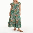 thumbnail image 3 of Women‘s Summer Short Sleeve V Neck Pattern Print Beach Dress, 3 of 9