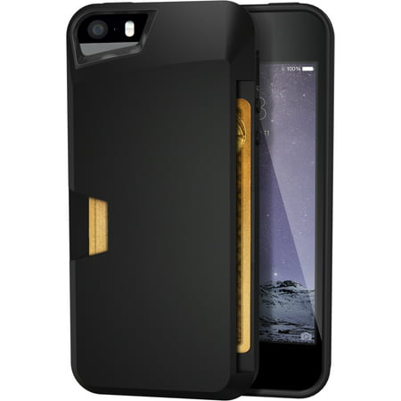 Smartish iPhone SE / 5 / 5s Wallet Case - Wallet Slayer Vol. 1 [Slim Protective Vault Credit Card Cover] (Silk) - Black Tie (Best Iphone 5 Credit Card Case)