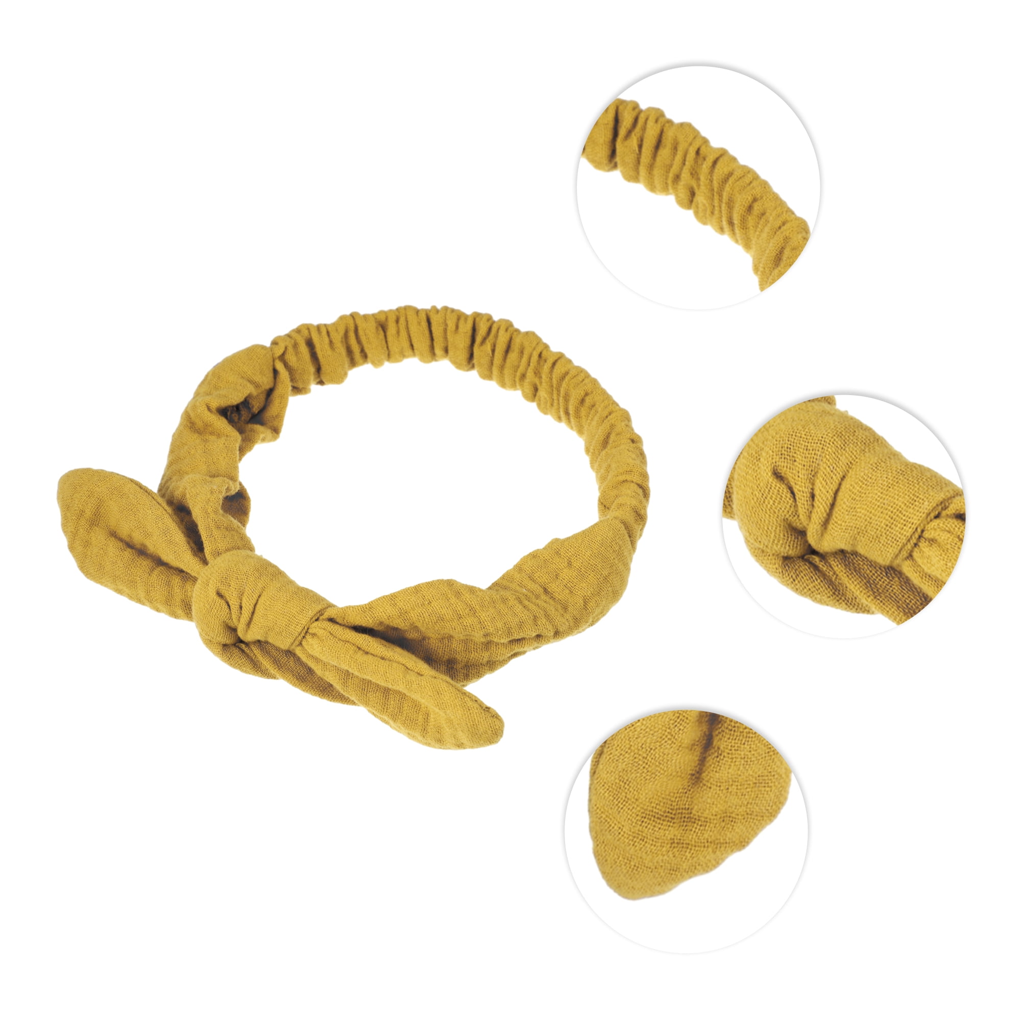 Unique Bargains Fashion Wide Side Knotted Headbands for Girls 7.48"x1.97" Pink Yellow 4 Pc