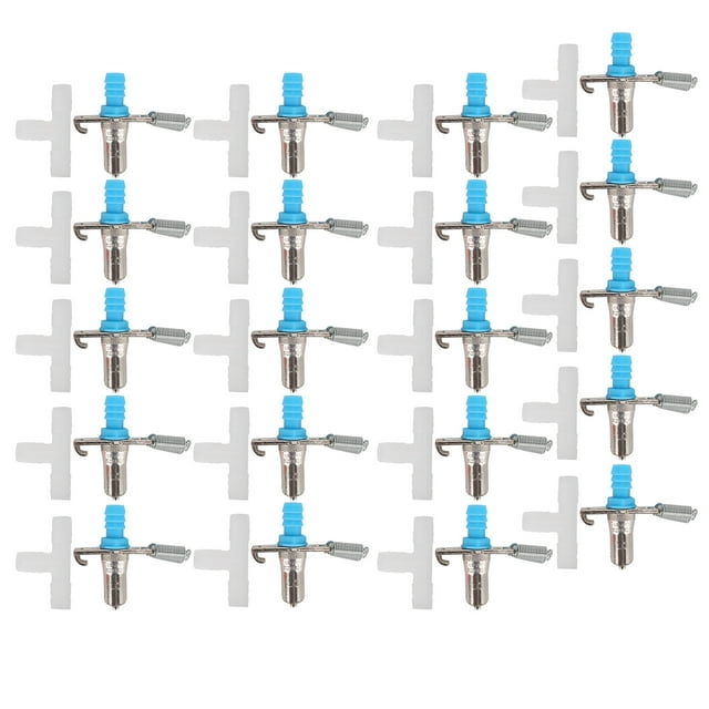 20 Pcs No Rouille Durable Distributeur d'Eau à Trois Voies Double Fontaine à Ressort pour Animaux Blanc 3 Voies, Rouge 3 Voies