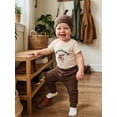 thumbnail image 6 of BemeyourBBs Newborn Coming Home Outfit Baby Boy Summer Clothes New to the Farm Outfit Letter Tractor Cow Embroidered Crew Neck Short Sleeve Romper Pants Cap 3 Pcs Set, 6 of 9