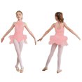 thumbnail image 3 of Traje de actuación de baile latino de Ballet para niñas, leotardo de malla transparente con diamantes de imitación, mono con falda de tul para patinaje artístico con plumas, 3 of 5
