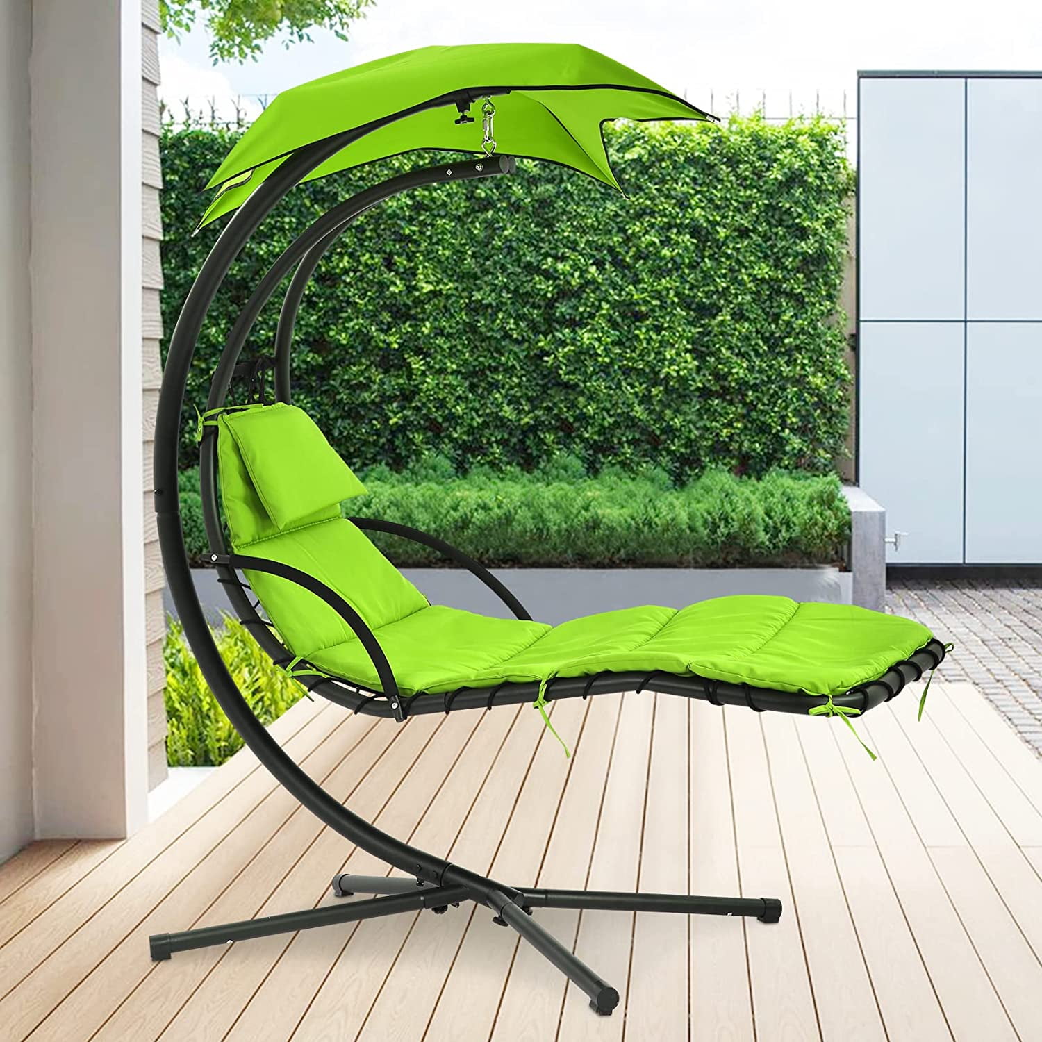 NiamVelo Hanging Chaise Lounger Chair Floating Arc Stand Air Porch
