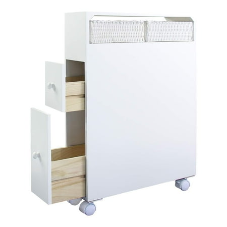 Living Room Cabinet Storage Modern Wooden Storage Cabinet Living Room Bathroom Free Standing Storage Cabinet Side Organizer - White ()