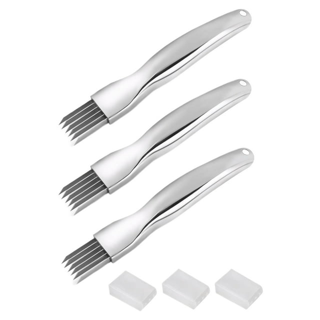 Decodeary 3pieces Slice Shallots And Onions Safely Stainless Steel Chopped Green Onion
